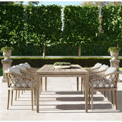 Set da tavolo da pranzo in teak 6 sedie